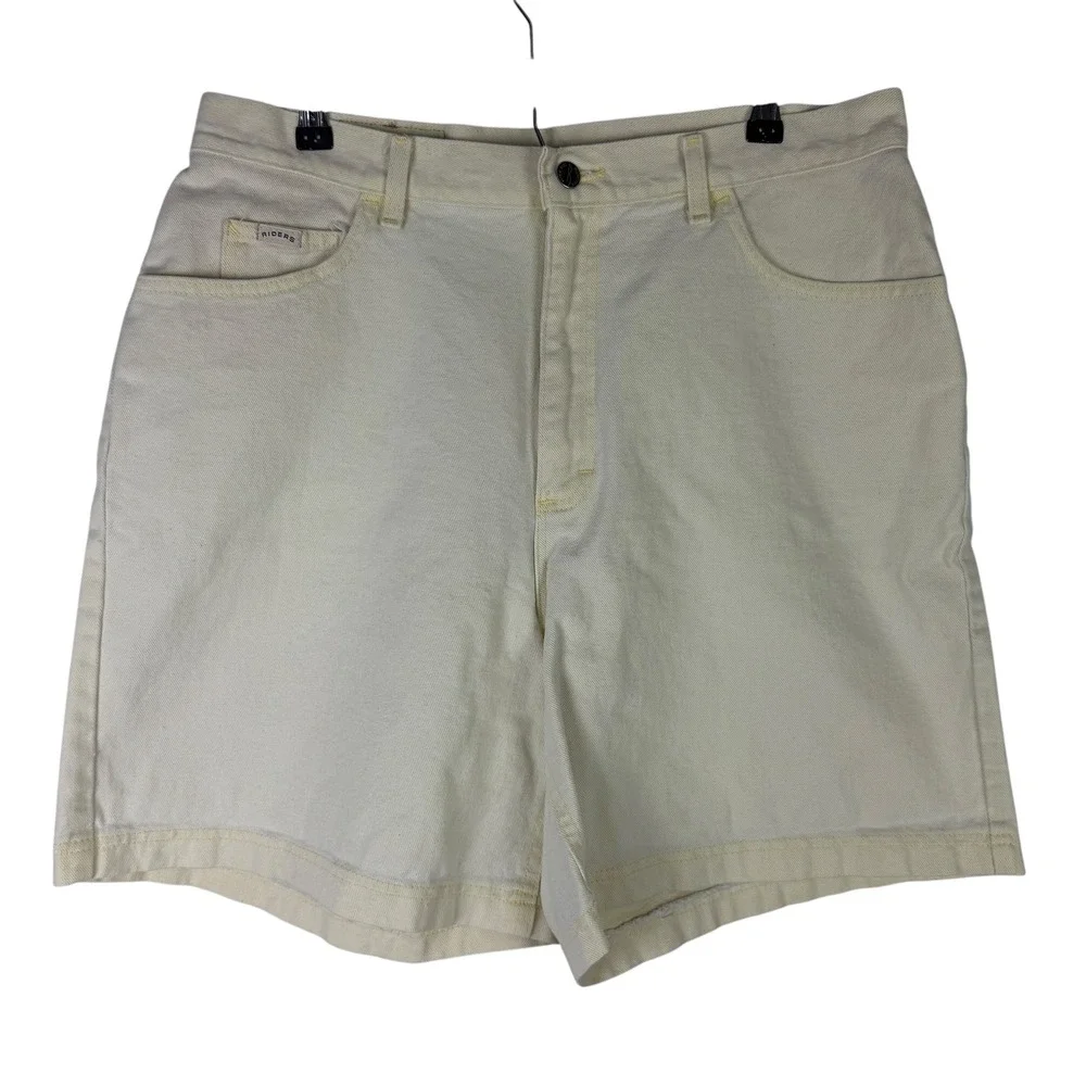 Riders by Lee Women's 18M Vintage‎ High Waisted Denim Shorts Cream Yellow
